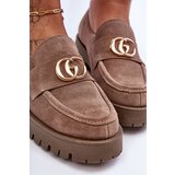 Laura Messi Women's Suede Half-Boots with Dark Beige Ornament Rosefalls | Shoptok.si