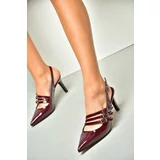 Fox Shoes Burgundy Patent Leather Thin Heeled Women's Shoes