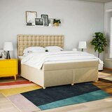vidaXL Box spring postelja z vzmetnico krem 180x200 cm blago, (21307710) | Shoptok.si
