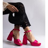 Gemre Pink satin block heel sandals Saucedo | shoptok.hr
