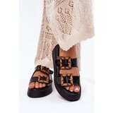 Boto Eco Leather Women's Sandals On Platform With Buckles Black Xanivia | Shoptok.si