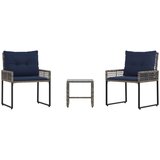  Set vanjskog namještaja s jastukom 3 pcs Siva i mornarsko plava | shoptok.hr