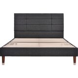 Lumor Dvoposteljna postelja 140x200 cm – oblazinjena v lan – z letvenim dnom in vzglavjem – siva, (22151165) | Shoptok.si
