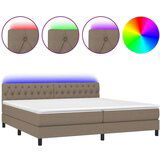  Box spring postelja z vzmetnico LED taupe 200x200 cm blago, (20999435) | Shoptok.si