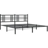 vidaXL Kovinski posteljni okvir z vzglavjem črn 193x203 cm, (21111891) | Shoptok.si