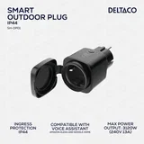 SMART HOME vtičnica za str VANJSKA, WiFi 2,4GHz, IP44, 1xCEE 7/3, 13A, časovnik, 220-240V, ČRNA