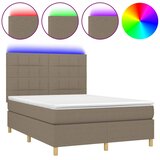  box spring s madracem LED smeđesivi 140x200 cm tkanina | shoptok.hr