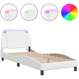 Maison Chic Posteljni okvir - Enojna postelja - Postelja za odrasle z LED lučkami bel 90x190 cm umetno usnje, (21695679) Cene