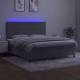  Krevet box spring s madracem LED svjetlosivi 160x200 cm baršun | shoptok.hr