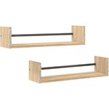  Zidne police s prečkama 2 kom boja hrasta sonome 60x16x14 cm | shoptok.hr