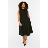 Trendyol ženska haljina Curve Black Woven Pocketed Cene