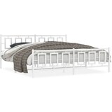 Maison Chic Kovinski Posteljni okvir - Dvoposteljna postelja - Zakonska postelja z vzglavjem in vznožjem bel 193x203 cm, (21697281) | Shoptok.si