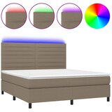  Krevet box spring s madracem LED smeđesivi 180x200 cm tkanina | shoptok.hr