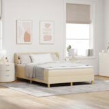 Box Spring Krevet s Madracem - Krem 140x190 cm Tkanina | shoptok.hr