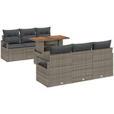vidaXL 7-delna vrtna sedežna garnitura z blazinami siva poli ratan, 2-sedežna vrtna sofa z shranjevanjem in blazinami siva poli ratan | Shoptok.si