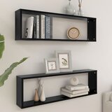  Stenske police kockaste 2 kosa črne 100x15x30 cm iverna plošča, (20620584) | Shoptok.si
