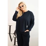 Kesi Włoski Women's Plus Size set butter sweatshirt and pants with pockets navy Cene
