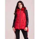 Fashion Hunters Red winter vest with hood and fur | shoptok.hr