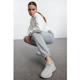 Trendyol Grey Knit Lace-Up Women's Walking Sneakers