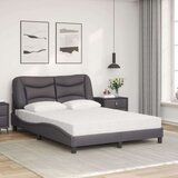 vidaXL Postelja z vzmetnico siva 140x190 cm umetno usnje | Shoptok.si