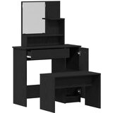 vidaXL set toaletnog stola crno drvo konstruirano drvo, crni drveni toaletni stol s ogledalom - 86.5 x 35 x 136 cm, toaletna stolica crno drvo 70x35x45 cm konstruirano drvo | shoptok.hr