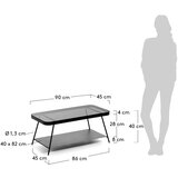 Kave Home Crni stolić za kavu sa staklenom pločom stola 45x90 cm Duilia – | shoptok.hr