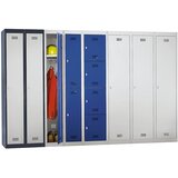 Wolf Omara za čistilne pripomočke Hamburg, 4 predelki, višina 410 mm, širina 400 mm, priključni element, svetlo siva / encijan modra | Shoptok.si