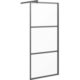 Pregrada za tuš 80 x 195 cm s mutnim staklom ESG crna | shoptok.hr