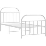  Metalni okvir kreveta uzglavlje i podnožje bijeli 90x190 cm | shoptok.hr