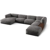 Micadoni Siva kotna sedežna garnitura iz tkanine bouclé (desni kot/v obliki črke "U") Martina – Home | Shoptok.si