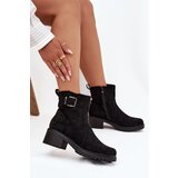 Boto Insulated Women's Ankle Boots Low Heel Block with Buckle Black Helvina | Shoptok.si