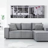 HOMCOM platno z deklico, 80x40cm, 5 kosov za dom in pisarno, platno iz borovega lesa in vodnega laka, črno belo rdeče, (20708436) | Shoptok.si