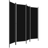 Sobna pregrada s 4 panela crna 200 x 180 cm | shoptok.hr