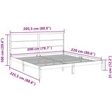  Dugi okvir kreveta bez madraca 200 x 220 cm masivno drvo | Eponuda.com