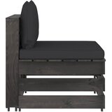  Modularna srednja sofa s jastucima od sivo impregniranog drva Crna | shoptok.hr