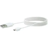 Napajalni kabel USB (Bele barve, Dolžina: 2 m, USB A vtič, USB Micro-B vtič)