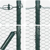 vidaXL šesterokotna ograja Zelena 1.4x50 m Jeklo, stebri za ograje 13 kosov Zelena Ø32 mm 190 cm Galvanizirano jeklo | Shoptok.si