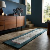 Flair Rugs Ručno rađena vunena staza u prirodnoj boji/plavozelena 60x230 cm Apex Border Wool – | shoptok.hr