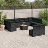  13-dijelni set vrtnih sofa s jastucima poliratan crni | shoptok.hr