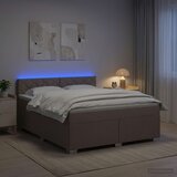 Krevet s box springom, madracem i LED-om Sivosmeđa 180 x 200 cm | shoptok.hr