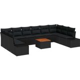  11-dijelni set vrtne sofe s jastučićima Crni Poli Rattan Akacija | shoptok.hr