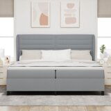 Box Spring Postelja z Vzmetnico Svetlo Siva 200x200 cm Tkanina, (22051262) | Shoptok.si