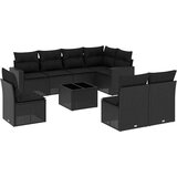  9-dijelni set vrtnih sofa s jastucima crni od poliratana | shoptok.hr