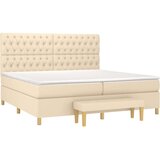 vidaXL box spring postelja z vzmetnico krem 200x200 cm blago, (20761031) | Shoptok.si