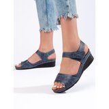 Shelvt Women's blue Velcro sandals | Shoptok.si