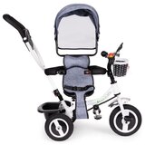 ECO TOYS tricikl s okretnim sjedalom 360 s bijelom konstrukcijom i košaricom, siva | shoptok.hr