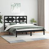 The Living Store Posteljni okvir črn iz trdne borovine 200x200 cm - Posteljni Okvir, (21531067) | Shoptok.si