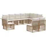 Set vanjskih sofa 10 pcs Prirodna i krema bijela Poliester