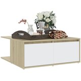  Stolić za kavu bijeli i hrast 80 x 80 x 31 cm konstruirano drvo | shoptok.hr