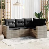 vidaXL 4-dijelni set vrtnih sofa s jastucima svijetlosivi poliratan Cijene